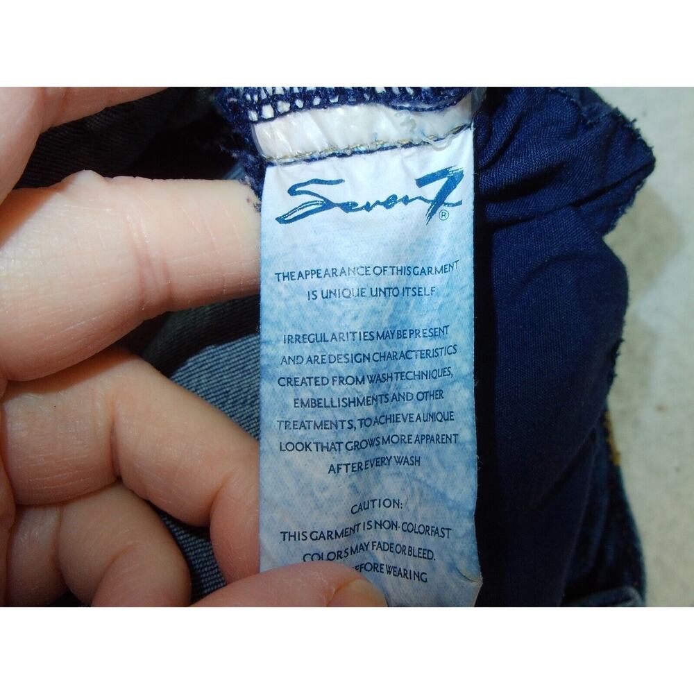 Seven 7 Weekend Short Mid Rise Jean Cotton Dark Blue Denim Women's Size 8 - Picture 6 of 9